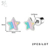 2-Pack Stainless Steel 20G (0.8mm) Butterfly Star Heart Stud Earrings 6mm (0.24in) Silver Tragus Helix Cartilage Piercing