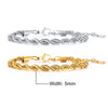 Adjustable Twisted Rope Chain Bracelet - Stainless Steel Unisex Lobster Clasp, Gold or Silver, 16–21 cm (6.3–8.3 in) or 20–25 cm (7.9–9.8 in)
