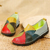 Mixed Color Women's Loafers Retro Patchwork Slip-On Flats Soft Moccasins Non-Slip Casual Shoes
