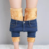 Women's High-Waist Thermal Fleece Lined Stretch Straight-Leg Jeans - Warm Winter Denim