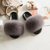 Real Fox Fur Slides for Women Luxury Furry Flat Slide Sandals