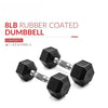 8 lb (3.6 kg) Rubber Hex Dumbbell — Anti-Roll Hex Head with Knurled Grip for Home Gym & Strength Training