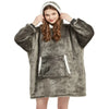 Oversized Sherpa Fleece Hoodie Blanket with Sleeves – Giant TV Pullover Robe with Hood & Pockets