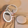Portable LED Makeup Mirror — Pocket Mini Handheld Folding Lighted Round Mirror