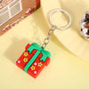 Santa and Reindeer Resin Christmas Keychain - Cute Cartoon Pendant Key Ring Charm for Backpack Purse Ornament