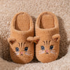 Women's Cartoon Cat Plush Slippers – Cozy Winter Indoor House Shoes with Non-Slip Soft Sole