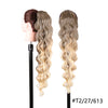 Long Ombre Blonde Synthetic Clip-In Braided Wavy Ponytail Hairpiece — Black to Brown Hair Extension
