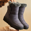 Waterproof Women's Fur-Lined Ankle Snow Boots – Plush Low Wedge Heel Winter Boots