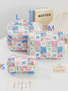 Quilted Cotton Makeup Bag – Zipper Cosmetic Organizer Box-Shaped Toiletry Case for Women & Girls