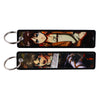 Anime Embroidered Keychain Double-Sided Key Fob 3 x 13 cm (1.2 x 5.1 in) for Backpacks Cars Motorcycles Gift