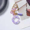 A-Z Sequined Initial Keychain with Purple Butterfly Tassel – Resin Letter Charm Keyring for Women & Girls, Backpack & Purse Accessory