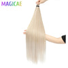 3-Pack 28-Inch (71 cm) Straight Crochet Braids Synthetic Hair Extensions High-Temperature Ombre Blonde Brown Gray