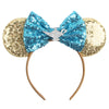 Mickey & Minnie Sequin Ear Headband with Bow – Disney-Inspired Hairband for Women & Kids, Party Cosplay