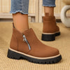 Plus Size Platform Ankle Boots for Women - Thick Sole Zip-Up Square Heel Comfortable