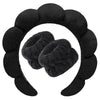 3-Pack Soft Sponge Face Headbands for Women – Makeup & Spa Hairbands with Wrist Strap, Bubble Texture Hair Accessories