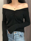 Women's V-Neck Knit Pullover Sweater - Solid Long Sleeve Autumn Winter Top