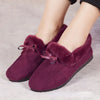 Women's Winter Plush Bow Loafers Soft Slip-On Moccasins Non-Slip Flat Casual Warm Shoes