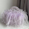 Pearl Bead Feather Fur Acrylic Crystal Box Clutch — Handmade Evening Party Handbag