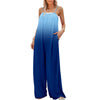 Women's Sleeveless Casual Jumpsuit, Summer Printed Knit Polyester-Cotton, English-Inspired