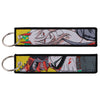 Anime Embroidered Keychain Double-Sided Key Fob 3 x 13 cm (1.2 x 5.1 in) for Backpacks Cars Motorcycles Gift