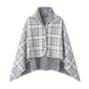 Women's Flannel Wearable Shawl Blanket – Cozy Shoulder Throw for Office, Travel & Home