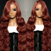 Chocolate Reddish Brown 13x4 HD Body Wave Lace Front Wig with Baby Hair, Synthetic Glueless