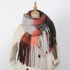 Women's Winter Thick Plaid Pashmina Scarf - Soft Polyester Shawl Wrap, 175+ cm (69+ in) Fuzzy Tassel