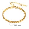 Adjustable Twisted Rope Chain Bracelet - Stainless Steel Unisex Lobster Clasp, Gold or Silver, 16–21 cm (6.3–8.3 in) or 20–25 cm (7.9–9.8 in)