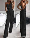 Women's Strapless Wide-Leg Jumpsuit – Elegant Office Sleeveless High-Waist Jumpsuit in Black, White & Red