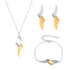 Geometric Pendant Jewelry Set – Stainless Steel Necklace, Bracelet & Earrings for Women, Gold-Tone