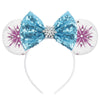 Sequin Snowflake Mouse Ear Headband with 5\" (12.7 cm) Bow – Kids & Adults Festival Party Cosplay Hairband