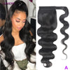 Body Wave Wrap-Around Ponytail Clip-In 100% Virgin Brazilian Human Hair Extensions Natural Black 120g
