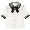 Kawaii Jirai Kei Lolita Y2K Japanese Style Blouse with Peter Pan Collar Long Sleeve Sweet Aesthetic Top for Women