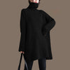 Plus Size Cashmere Knit Turtleneck Sweater Long Loose Thick Warm Black