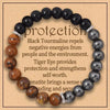 Triple Protection 8mm Gemstone Stretch Bracelet – Tiger Eye, Black Obsidian & Hematite (Unisex)