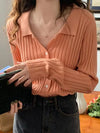 Women's V-Neck Button Pullover Sweater - Soft Knit Autumn/Winter Jumper, One Size (Bust 74-96 cm / 29.13-37.80 in)