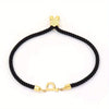 Black Letter Bead Rope Bracelet for Women – Simple Classic Hand-Knot Rope Jewelry with Stainless Steel Accent