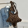 Large Faux Fur Leopard Tote Bag 17in (43cm) – Plush Shoulder & Adjustable Crossbody Bag for Women, Zipper Closure
