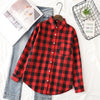 Women's Casual Loose Plaid Flannel Shirt - College Style Long-Sleeve Button-Up Blouse