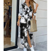 Boho Printed Long Sleeve Shirt Maxi Dress — A-Line Ankle-Length with Single-Breasted Buttons