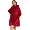 Oversized Sherpa Fleece Hoodie Blanket with Sleeves – Giant TV Pullover Robe with Hood & Pockets