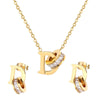 3-Piece Stainless Steel Zircon 'D' Letter Jewelry Set - Polished Necklace & Earrings, Party Birthday Gift