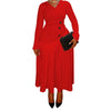 Plus Size V-Neck Midi Dress 1XL-5XL Long Sleeve Button-Front Flowy Elegant Dress