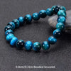 Blue Tiger Eye Beaded Bracelet - Natural Round Stone Beads 6/8/10mm, Minimalist Unisex