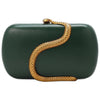 Women's PU Leather Snake Hardware Minaudiere Clutch with Long Chain - Box Evening Bag