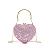 Heart Rhinestone Crystal Clutch - Diamond Inlay Mini Evening & Wedding Bag with Chain Strap