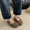 Fur Lined Women's Slip-On Loafers Round Toe Casual Moccasins Flats for Fall Winter