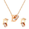 3-Piece Stainless Steel Zircon 'D' Letter Jewelry Set - Polished Necklace & Earrings, Party Birthday Gift