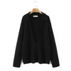 Plus Size Women's V-Neck Knit Sweater - Loose Long Sleeve Warm Autumn Winter Jumper