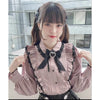 Kawaii Jirai Kei Lolita Y2K Japanese Style Blouse with Peter Pan Collar Long Sleeve Sweet Aesthetic Top for Women